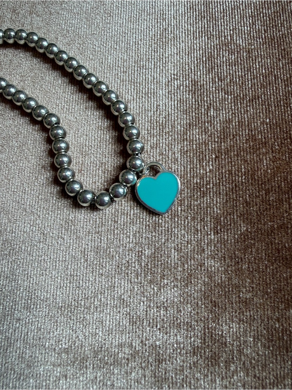 Tiffany & Co. Silver Heart Charm Toggle Bracelet with Blue Heart Bead Bracelet - Picture 9 of 12
